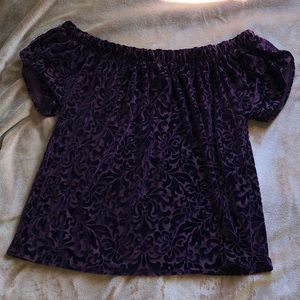 Hollister Maroon velvet off the shoulder shirt